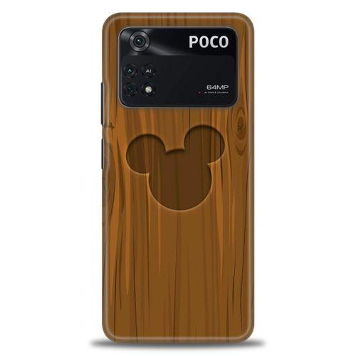 Xiaomi Poco M4 Pro 4G Kılıf HD Baskılı Kılıf - Ahşap Mickey + Tam Ekran Koruyucu