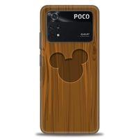Xiaomi Poco M4 Pro 4G Kılıf HD Baskılı Kılıf - Ahşap Mickey + Tam Ekran Koruyucu