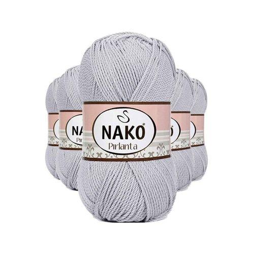 5 Adet Pırlanta Amigurumi El Örgü İpi Yünü Açık Gri 130