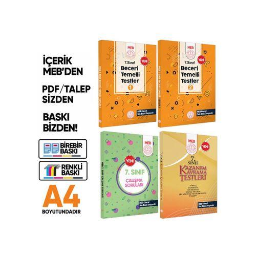 7 Sınıf MEB Örnek Soru Bankası Ve Kazanım Kavrama Testleri 4lü SET (Renkli Baskı) BASKI ÜCRETİ
