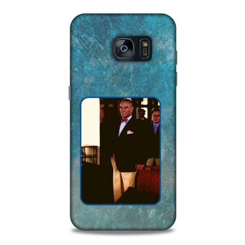 Samsung Galaxy S7 Edge Kılıf Atatürk (30) Silicone Case Turkuaz Taş