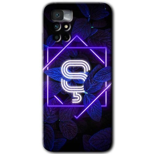 Xiaomi Redmi Note 11 4G Kılıf HD Desen Baskılı Arka Kapak+Temperli Cam - Dark Neon Yaprak Ş Harfi
