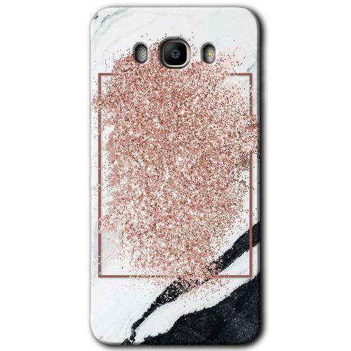 Galaxy J7 2016 Kılıf HD Desen Baskılı Arka Kapak - Simli Mermer