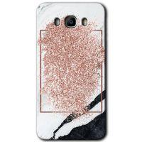 Galaxy J7 2016 Kılıf HD Desen Baskılı Arka Kapak - Simli Mermer