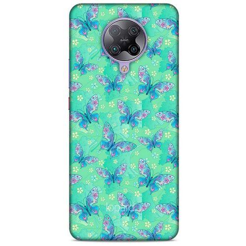 Xiaomi Poco F2 Pro Kılıf Kelebek Etkisi (10) Full Koruma Kılıfı Fuşya Yeşil