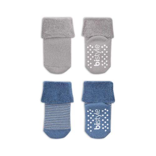 Bistyle Çemberli Kaymaz Havlu Soket Çorap 2'Li BS10503 İndigo Gri