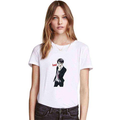 Anime Attack On Titan Baskılı Beyaz Kadın Tshirt