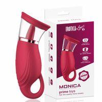 Monica Şarjlı Tutma Aparatlı Emiş Titreşim Dil Yalama 3 in 1 Klitoris Uyarıcı Vibratör