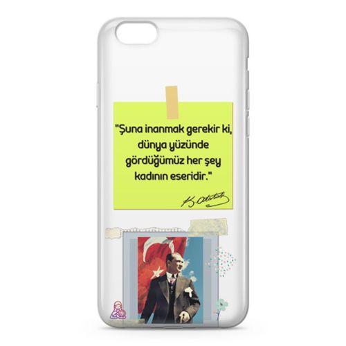 Apple iPhone 6 Plus - 6S Plus Kılıf Atatürk Caps Kadın Arka Kapak Koruma Desenli Full Koruyucu