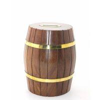 Pirinç Ahşap Fıçı Kumbara 15 Cm