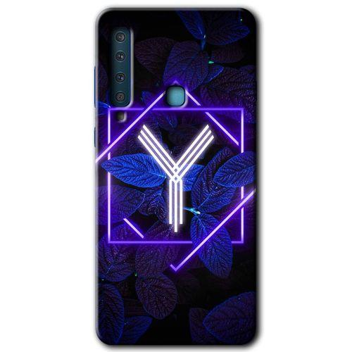 Galaxy A9 2018 Kılıf HD Desen Baskılı Arka Kapak - Dark Neon Yaprak Y Harfi + Kırılmaz Cam