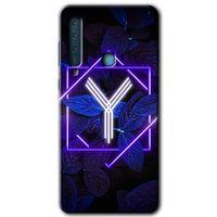 Galaxy A9 2018 Kılıf HD Desen Baskılı Arka Kapak - Dark Neon Yaprak Y Harfi + Kırılmaz Cam