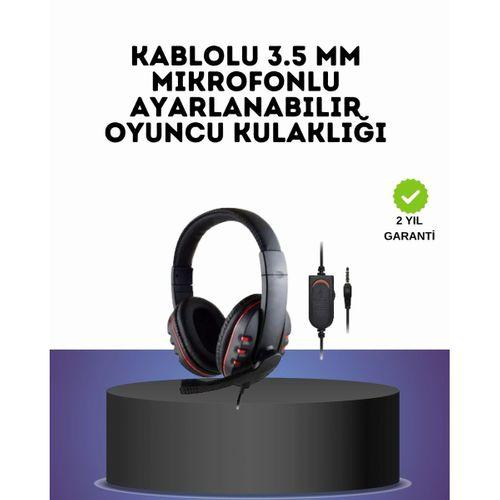 Kırmızı  Headset Mikrofonlu Sağlam Kablolu Konforlu