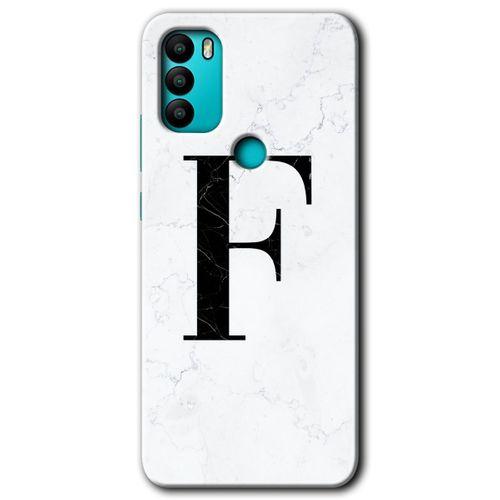 General Mobile GM 21 Plus Kılıf HD Desen Baskılı Arka Kapak - Beyaz Mermer Desenli F Harfi