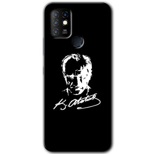 İnfinix Hot 10 Kılıf HD Desen Baskılı Arka Kapak - Atatürk Silüet İmza