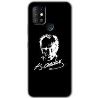 İnfinix Hot 10 Kılıf HD Desen Baskılı Arka Kapak - Atatürk Silüet İmza