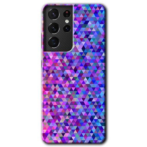 MRCİLETİSİM Samsung Galaxy S21 Ultra Kılıf HD Desen Baskılı Arka Kapak + Temperli Cam - Pixel Mozaik