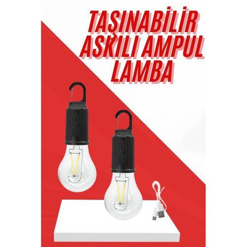 Aydınlatma Ampul Tasarımlı Ambians Işık Askılı Kamp Lambası