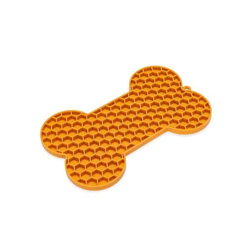 Beeztees Yavru Köpek Yaş Mama Yeme Oyuncağı, Kemik Şeklinde, Silikon, Turuncu, 18x11cm