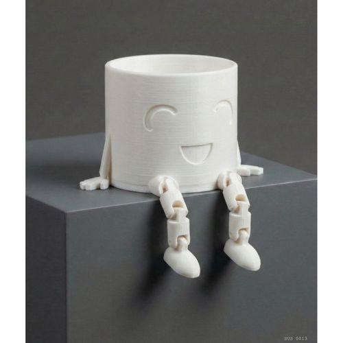 Sarkık Ayaklı Beyaz Gülümseyen Büyük Boy Mini Saksı