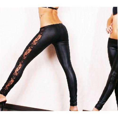 B101228 Dantel Detaylı Lame Tayt