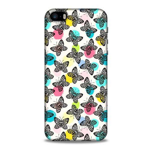 Apple Iphone 5 Kılıf Kelebek Etkisi (36) Glitter Kılıf Sarı Pembe