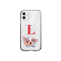 Pembe Çiçekli L Harfli iPhone 11 Şeffaf Kılıf