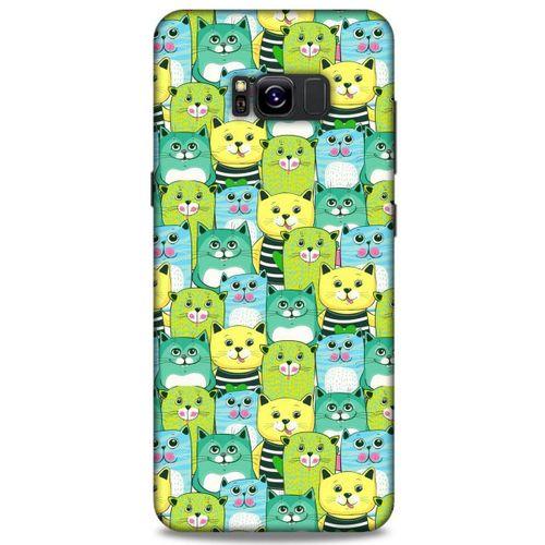 Lopard Samsung Galaxy S8 Plus Uyumlu Kılıf Kediler (37) Silicone Cover Mavi Sarı