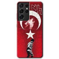 Samsung Galaxy S21 Ultra HD Baskılı Kılıf + 9D Tam Ekran Koruyucu - Bozkurt Atam