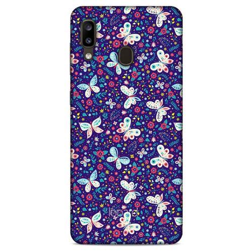 Samsung Galaxy A20 Kılıf Kelebek Etkisi (3) Kapak Kırmızı Lacivert