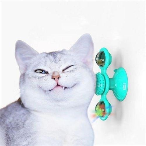 Angel Of Life® Pet Malzemeleri Vantuzlu Fırıldak Toplu Dönen Şeffaf Depo Tasarım İnteraktif Kedi Oyuncağı