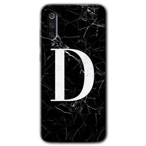 Potkal Hediye Fabrikası Xiaomi Mi 9 SE Kılıf HD Desen Baskılı Arka Kapak - Siyah Mermer Desenli D Harfi