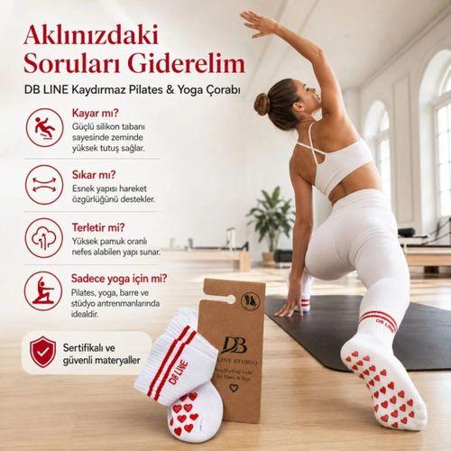 Db Lıne Kaydırmaz Yoga Pilates Çorabı 4'lü | Pamuklu Silikon Taban, Barre Stüdyo Spor