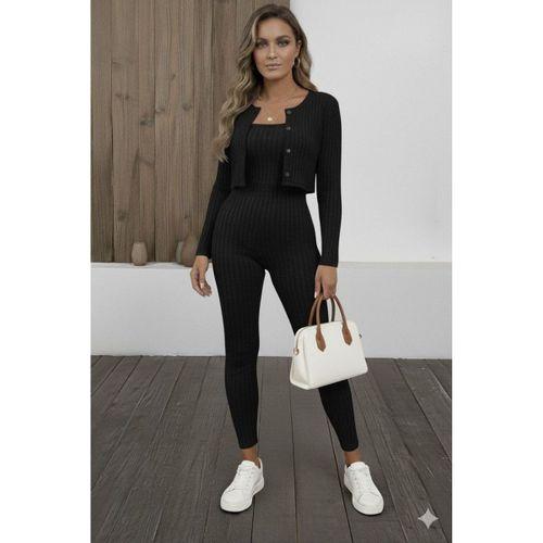 Kadın Uzun Kollu şardonlu Kaşkorse Straplez Ile Kısa önden Düğmeli Ceket Ikili Takım