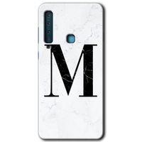 Potkal Hediye Fabrikası Samsung Galaxy A9 2018 Kılıf HD Desen Baskılı Arka Kapak - Beyaz Mermer Desenli M Harfi