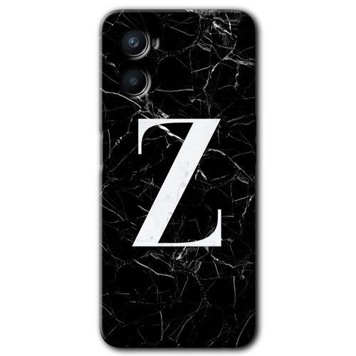 OPPO Oppo A96 Kılıf HD Desen Baskılı Arka Kapak - Siyah Mermer Desenli Z Harfi