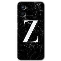 OPPO Oppo A96 Kılıf HD Desen Baskılı Arka Kapak - Siyah Mermer Desenli Z Harfi