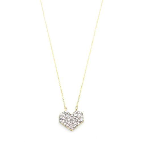 Taşlı Kalp Kolye - Altın