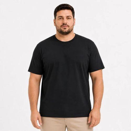 Erkek Battal Big Size Basic Tişört Bisiklet Yaka Rahat Kalıp T-Shirt - Siyah