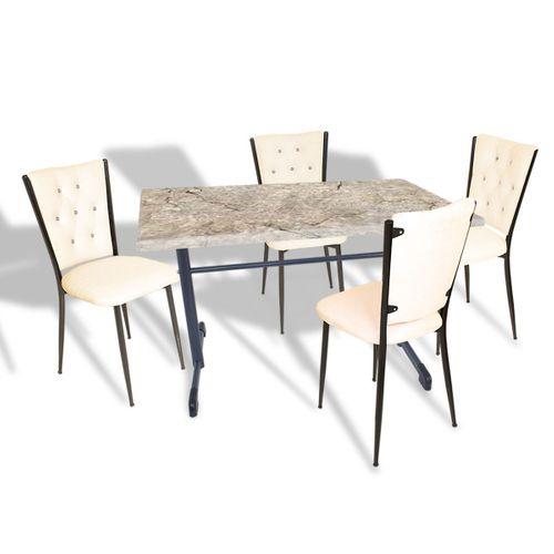 Dockers Halley - Kapitoneli Mutfak Masa Takımı - 70x120 (Werzalit, Wermodin veya Allzalit Tabla) - Scala Marble-Krem