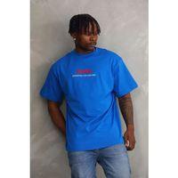 Unisex Baskılı Oversize T-Shirt - Mavi