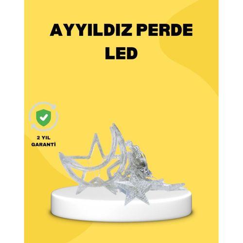 126 Led’li Yıldız Ay Perde Işık Prizden Çalışan Dekoratif Aydınlatma