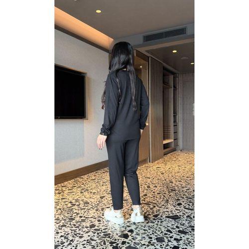 Kadın V Yaka Bluz Ve Pantolon Ikili Takım