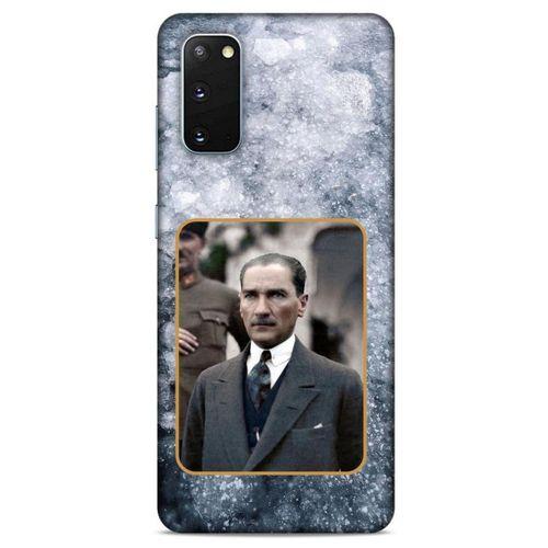 Samsung Galaxy S20 Kılıf Atatürk (32) Soft Silikon Kılıf Gri Buzul