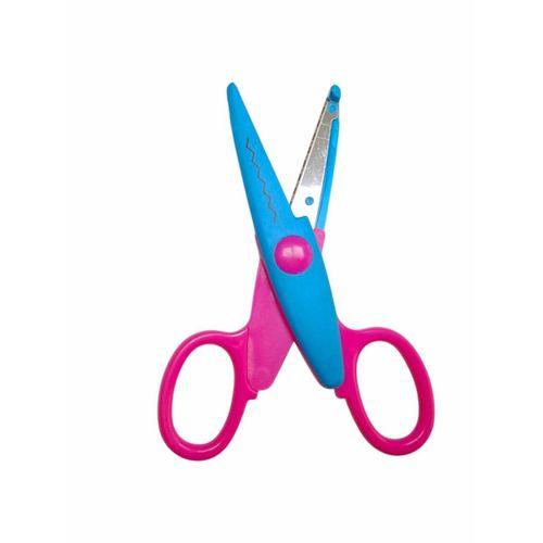 LINEA ŞEKİLLİ KESEN ÇİFT RENKLİ OKUL MAKASI ( Pembe-Mavi )