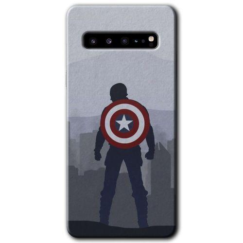 Samsung Galaxy S10 Plus Kılıf HD Desen Baskılı Arka Kapak + Temperli Cam - Captain Avenger