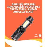 Led El Feneri - 14500 Pil Dahil, 4 Işık Modu, Mini Boy