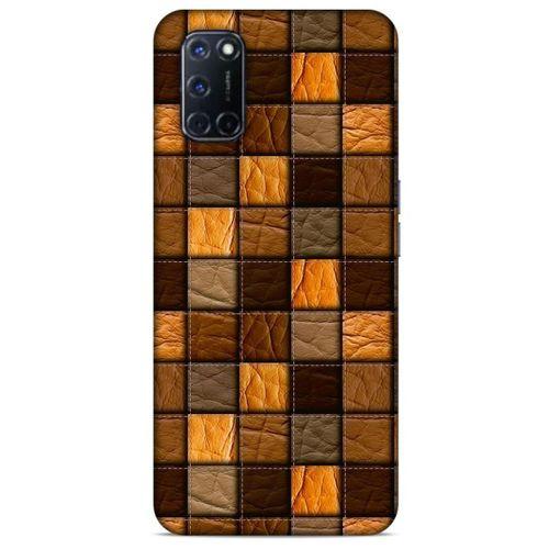 Oppo A92 Kılıf Patchwork (32) Soft Silikon Kılıf Turuncu Kahve