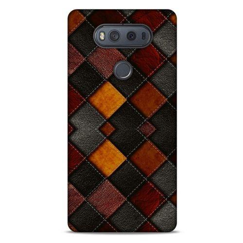 LG K61 Kılıf Patchwork (1) Kılıfı Kahverengi Bordo