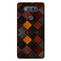 LG K61 Kılıf Patchwork (1) Kılıfı Kahverengi Bordo